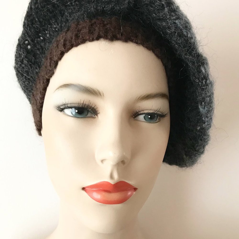 Oversized Ombre Mohair Wool Beret Hat